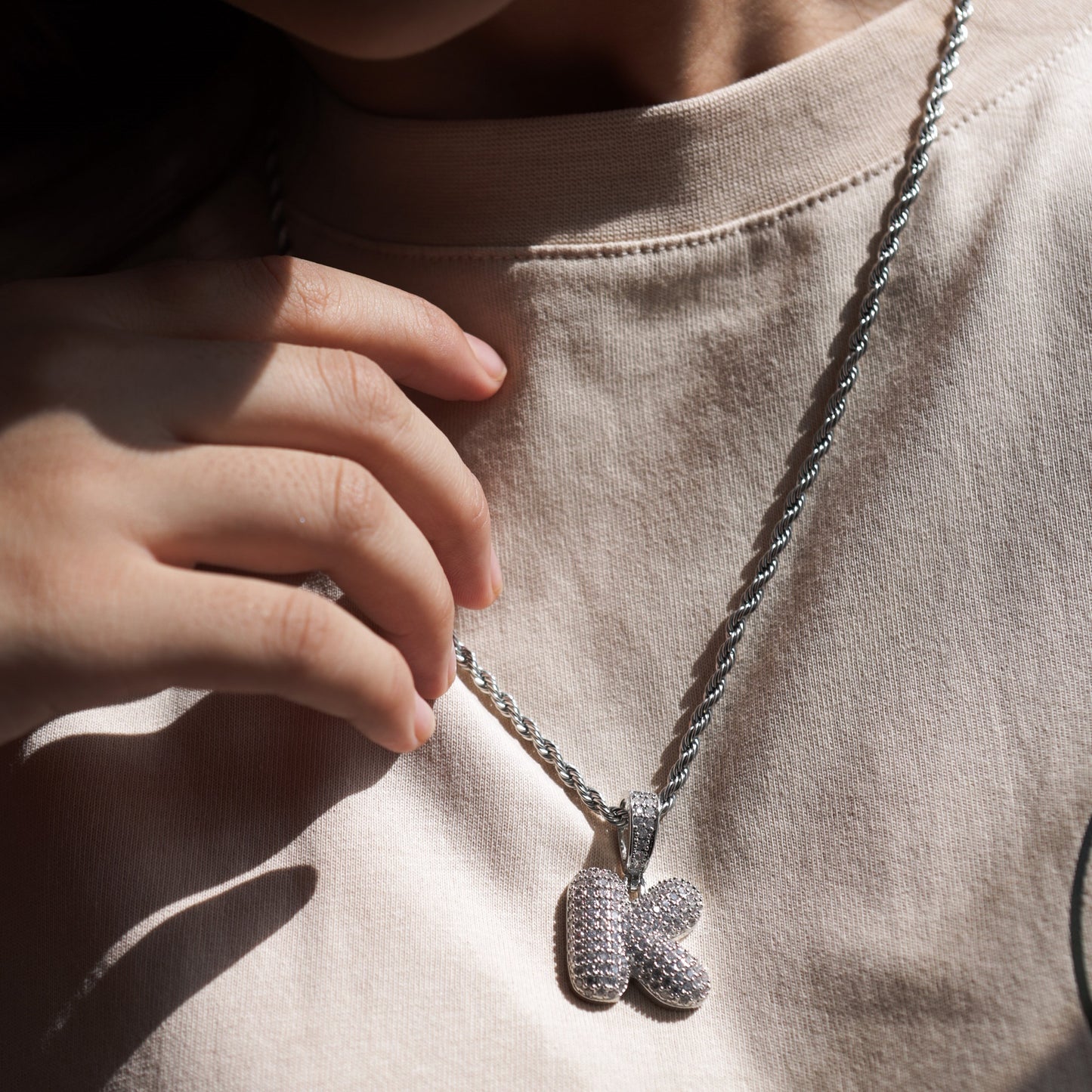 Bubble Letter Chain Silver