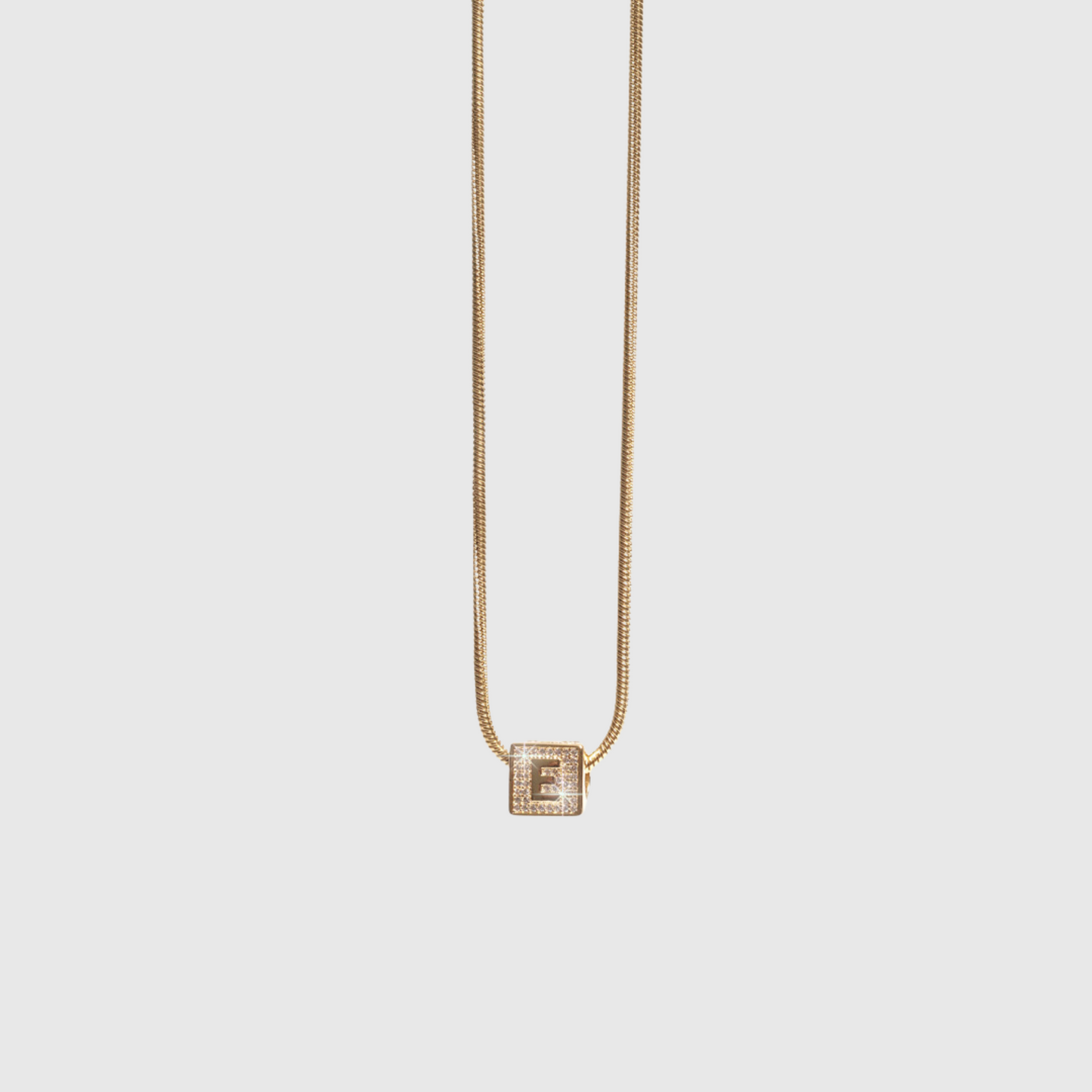 Cube Letter Chain Gold