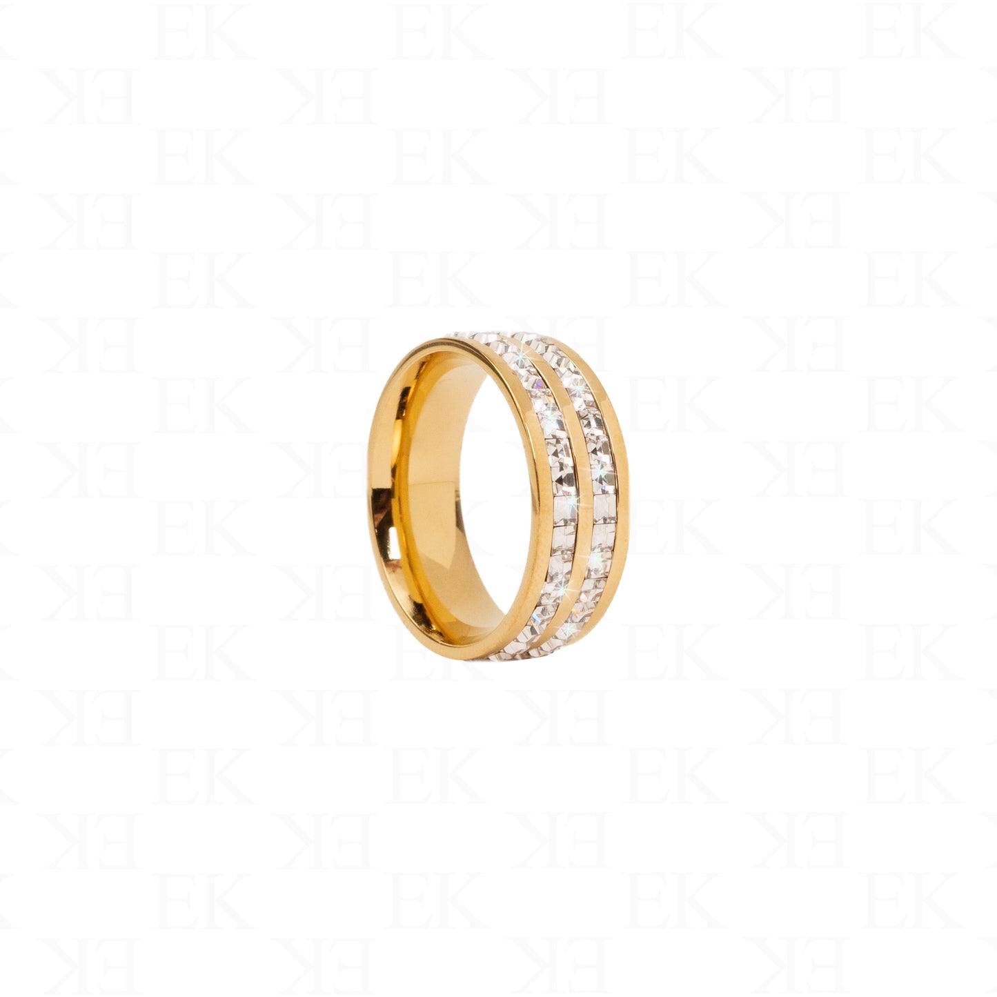 Double Iced Out Band Ring Gold