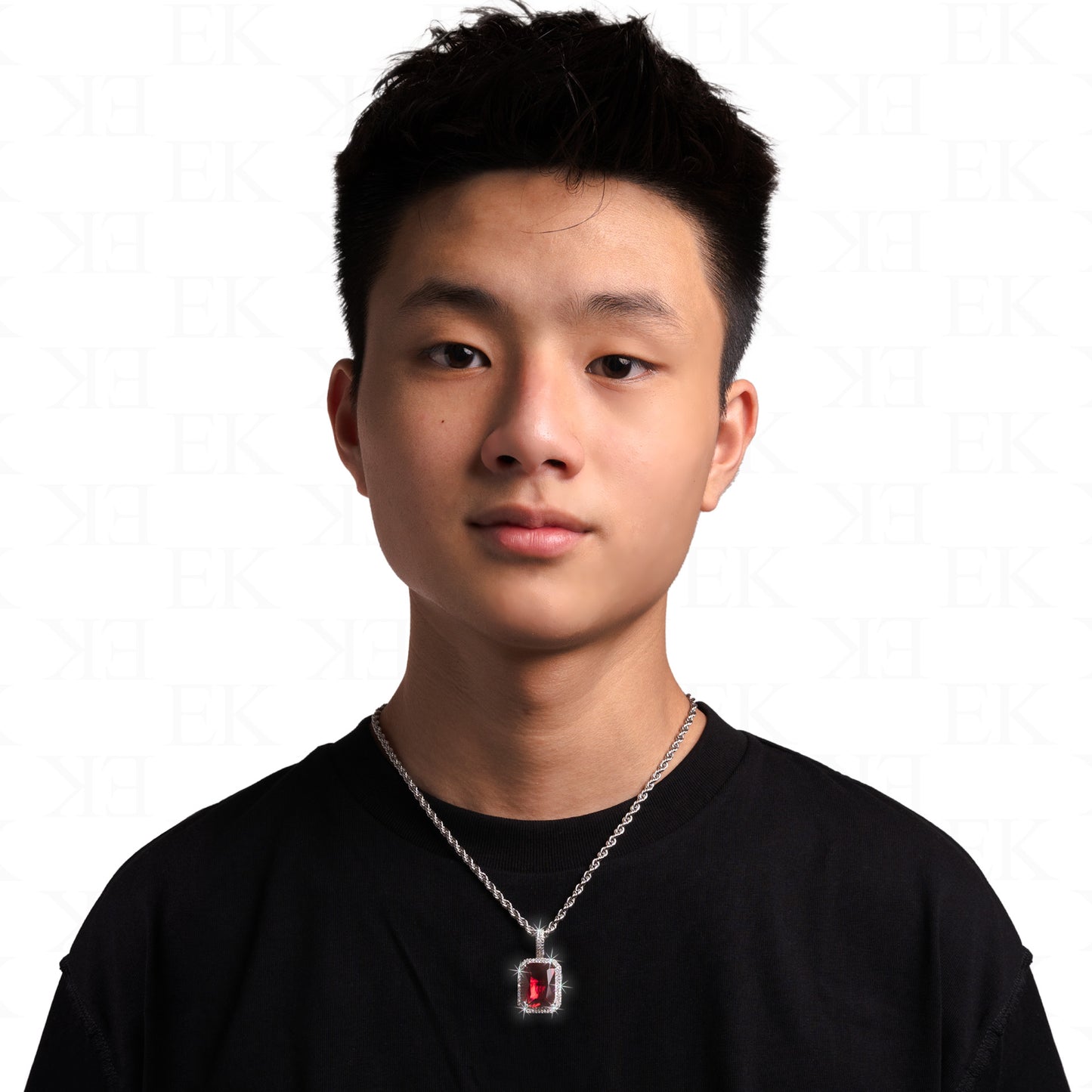 Red Sapphire Necklace Silver