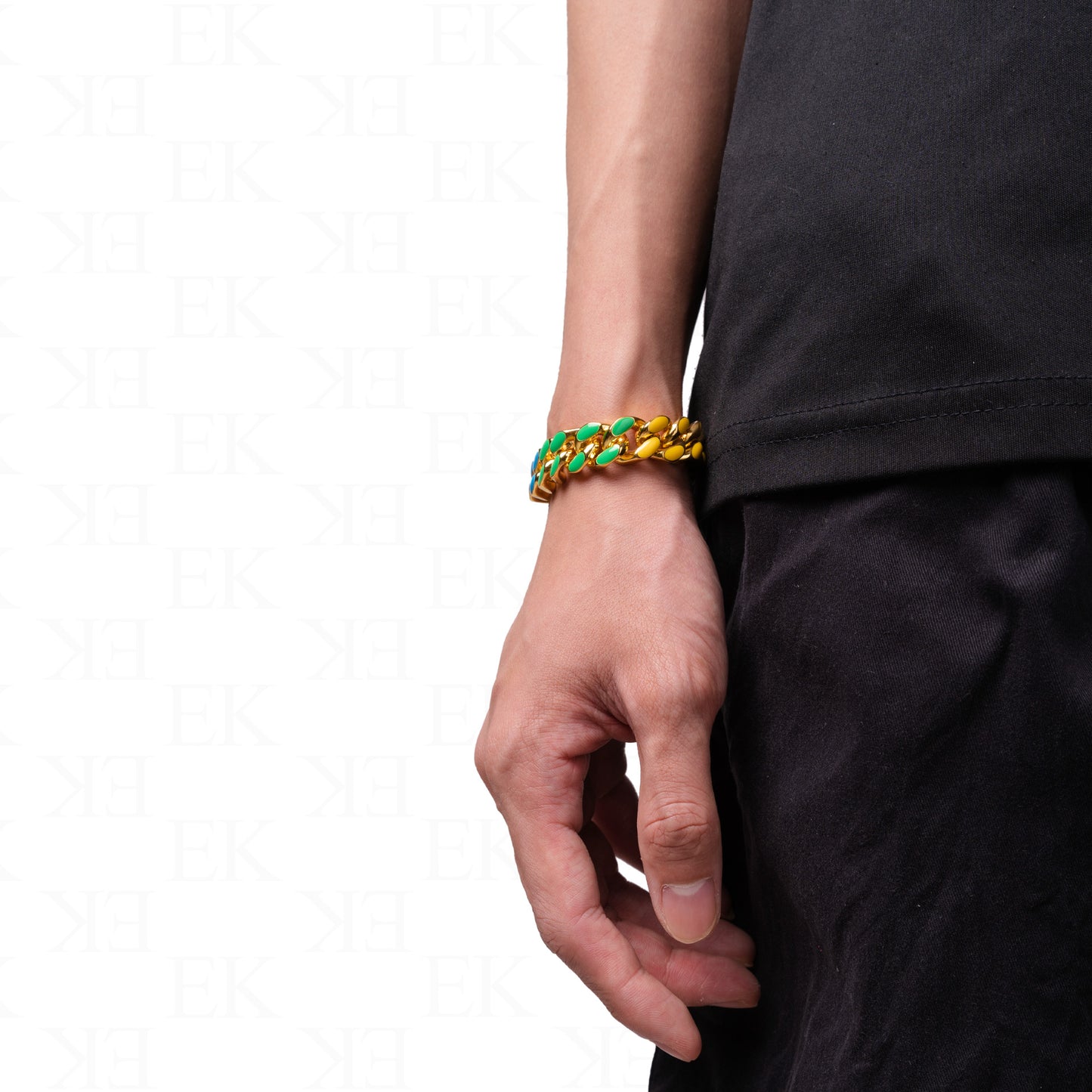 Five Tone Cuban Bracelet Gold