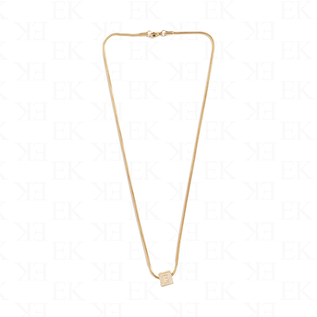Cube Letter Chain Gold