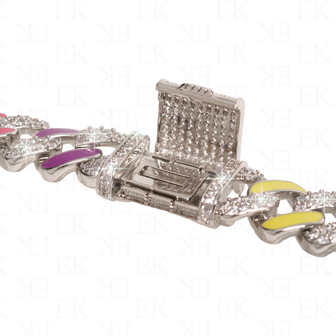Rainbow Cuban Chain Silver