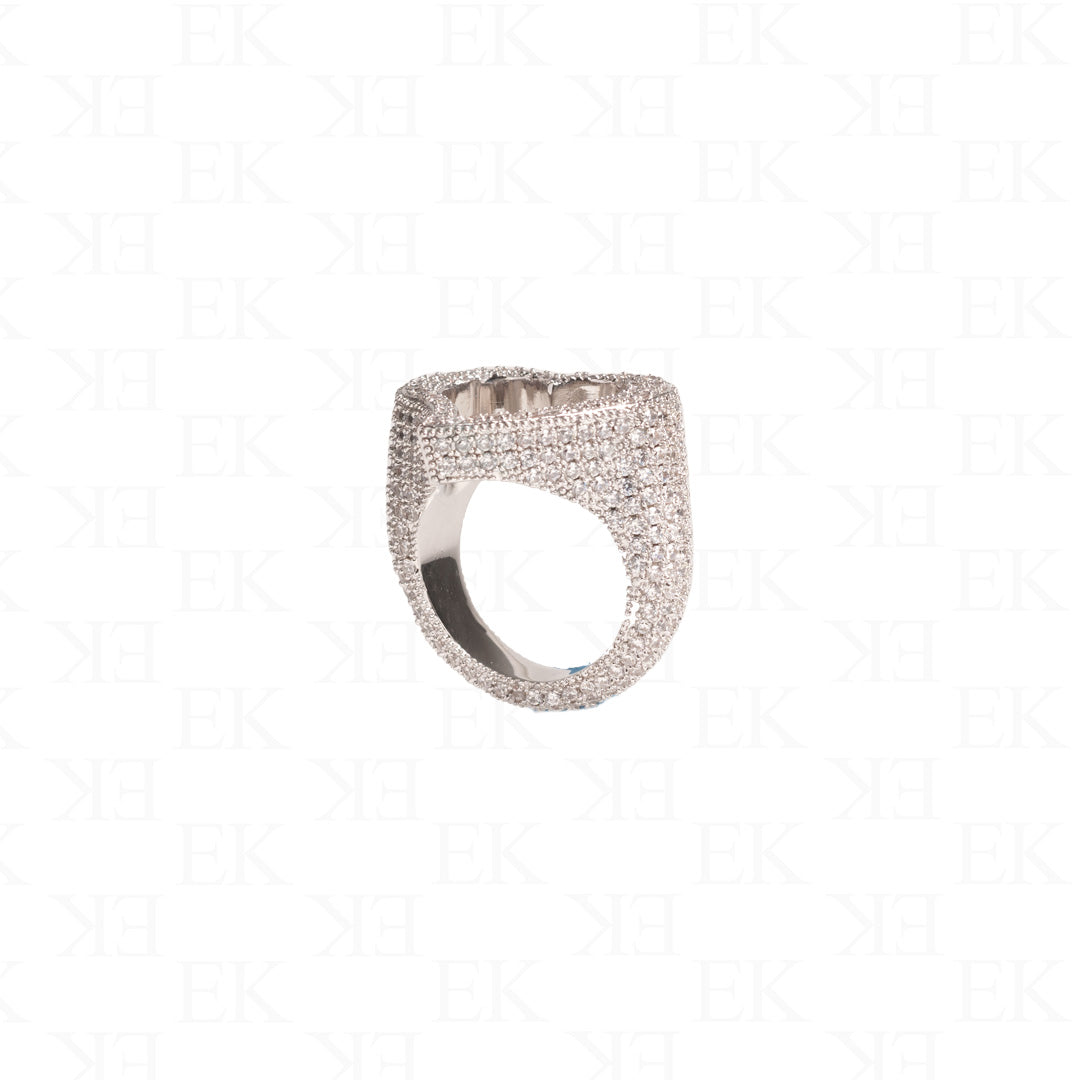Heart Ring Iced Out Silver