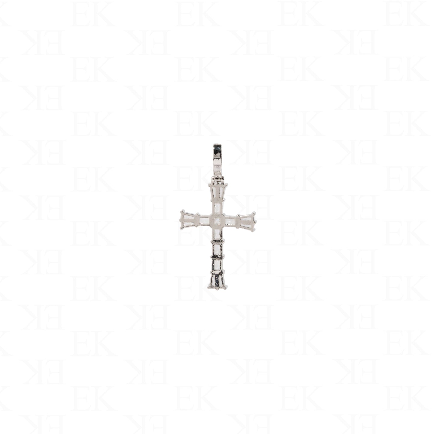 Baguette Cross Necklace Silver