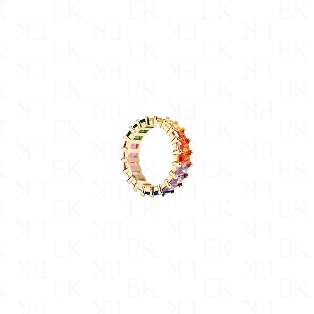 Mini Baguette Rainbow Ring Gold
