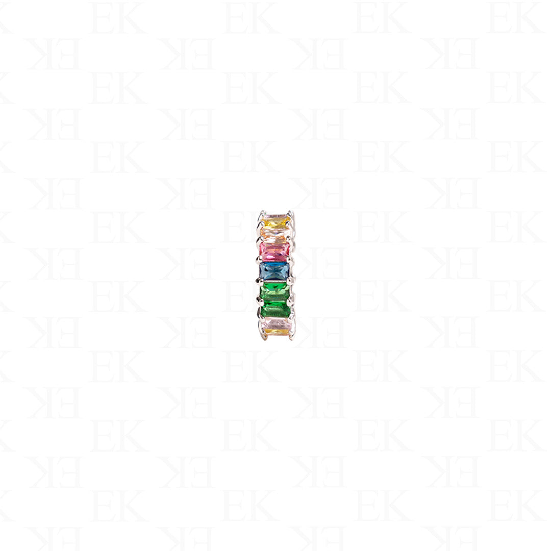 Mini Baguette Rainbow Ring Silver