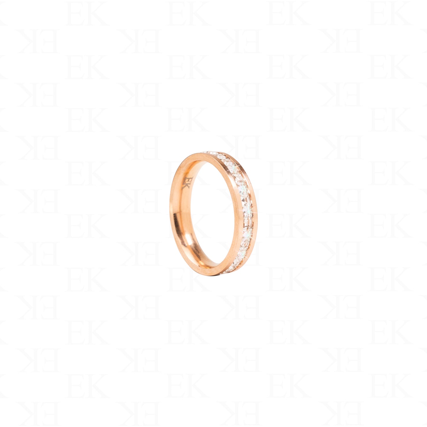 Single Iced Out Band Ring Rose Gold