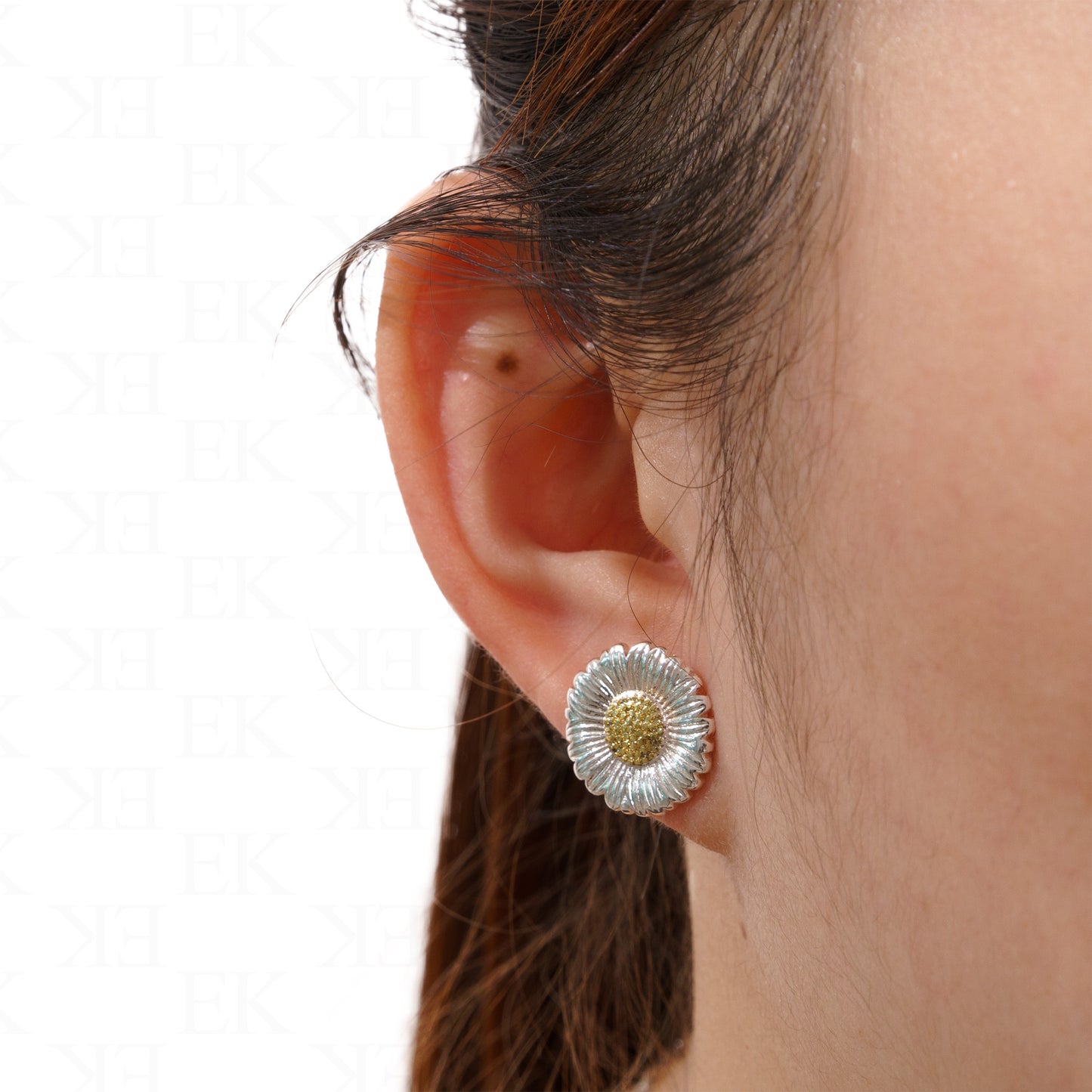 Sunflower Earring Silver (Pair)