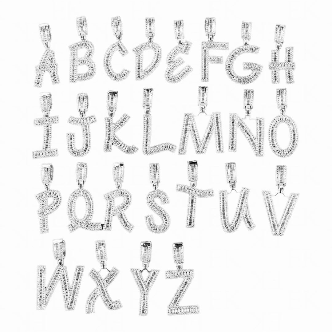 Emerald Custom Letter Chain Silver