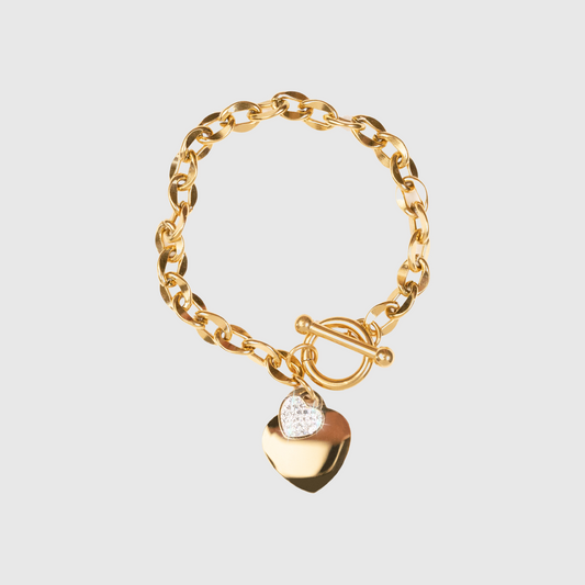 Heart Link Bracelet Gold