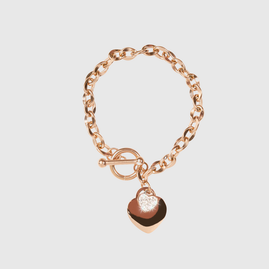 Heart Link Bracelet Rose Gold