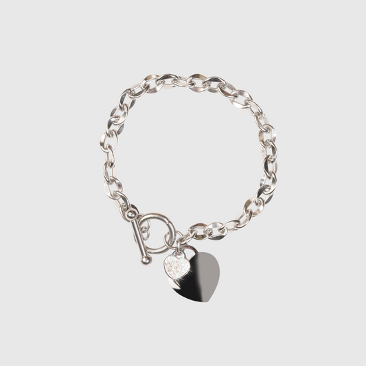 Heart Link Bracelet Silver