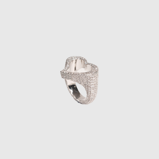 Heart Ring Iced Out Silver