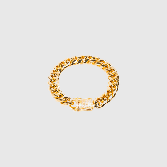 Iced Out Buckle Cuban Link Bracelet Gold