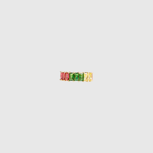 Mini Baguette Rainbow Ring Gold