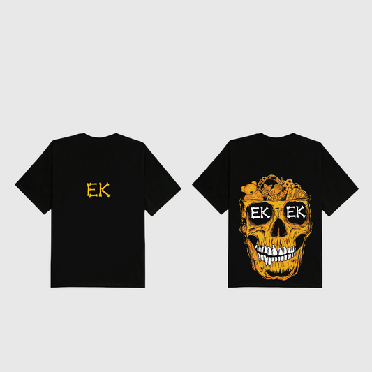 Orange Skull Black T-Shirt