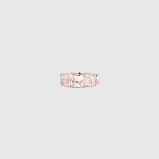 Pink Gem Ring Silver