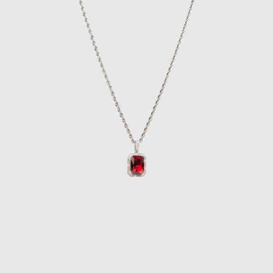 Red Sapphire Necklace Silver