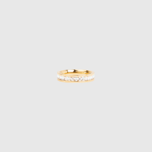 Single Iced Out Band Ring Gold