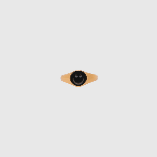 Smiley Black Ring Gold