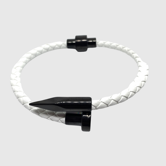 The Tack Leather Bracelet (White)