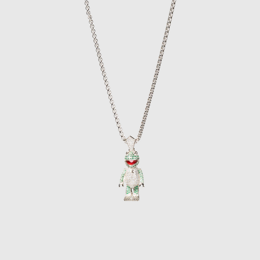 Kermit Iced Out Necklace Silver