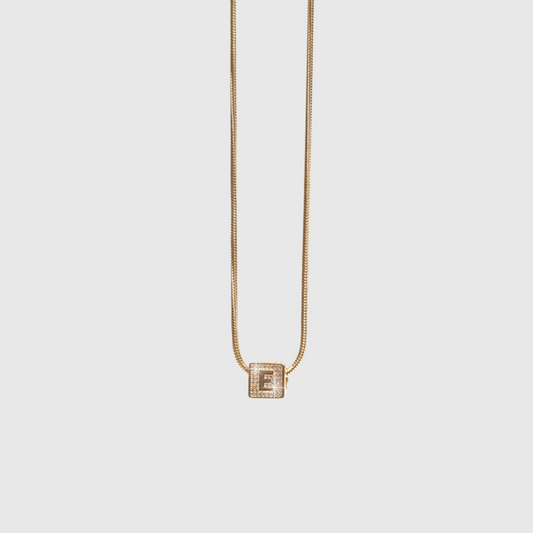 Cube Letter Chain Gold