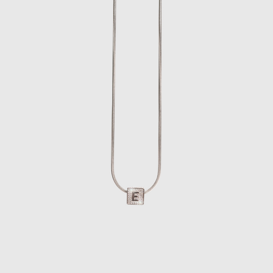 Cube Letter Chain Silver