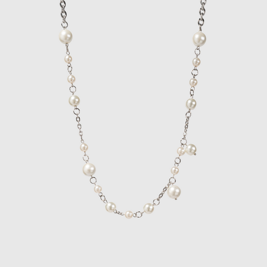 Dangle Pearl Necklace Silver