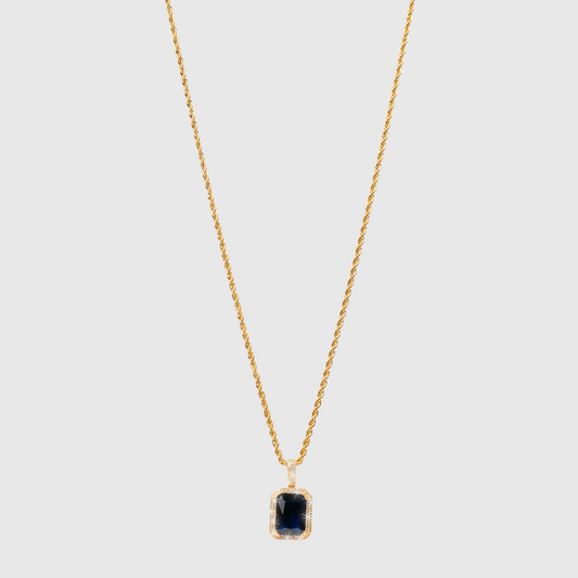 Dark Blue Sapphire Necklace Gold