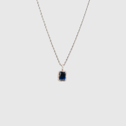 Dark Blue Sapphire Necklace Silver