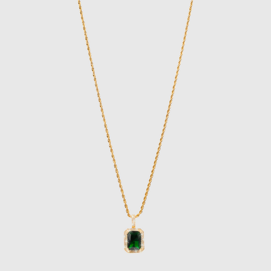 Dark Green Sapphire Necklace Gold