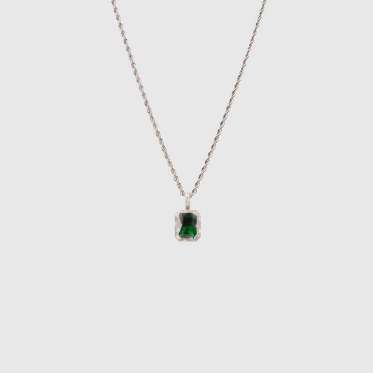 Dark Green Sapphire Necklace Silver