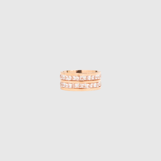 Double Iced Out Band Ring Rose Gold