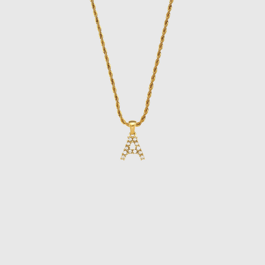 Pearl Letter Necklace Gold